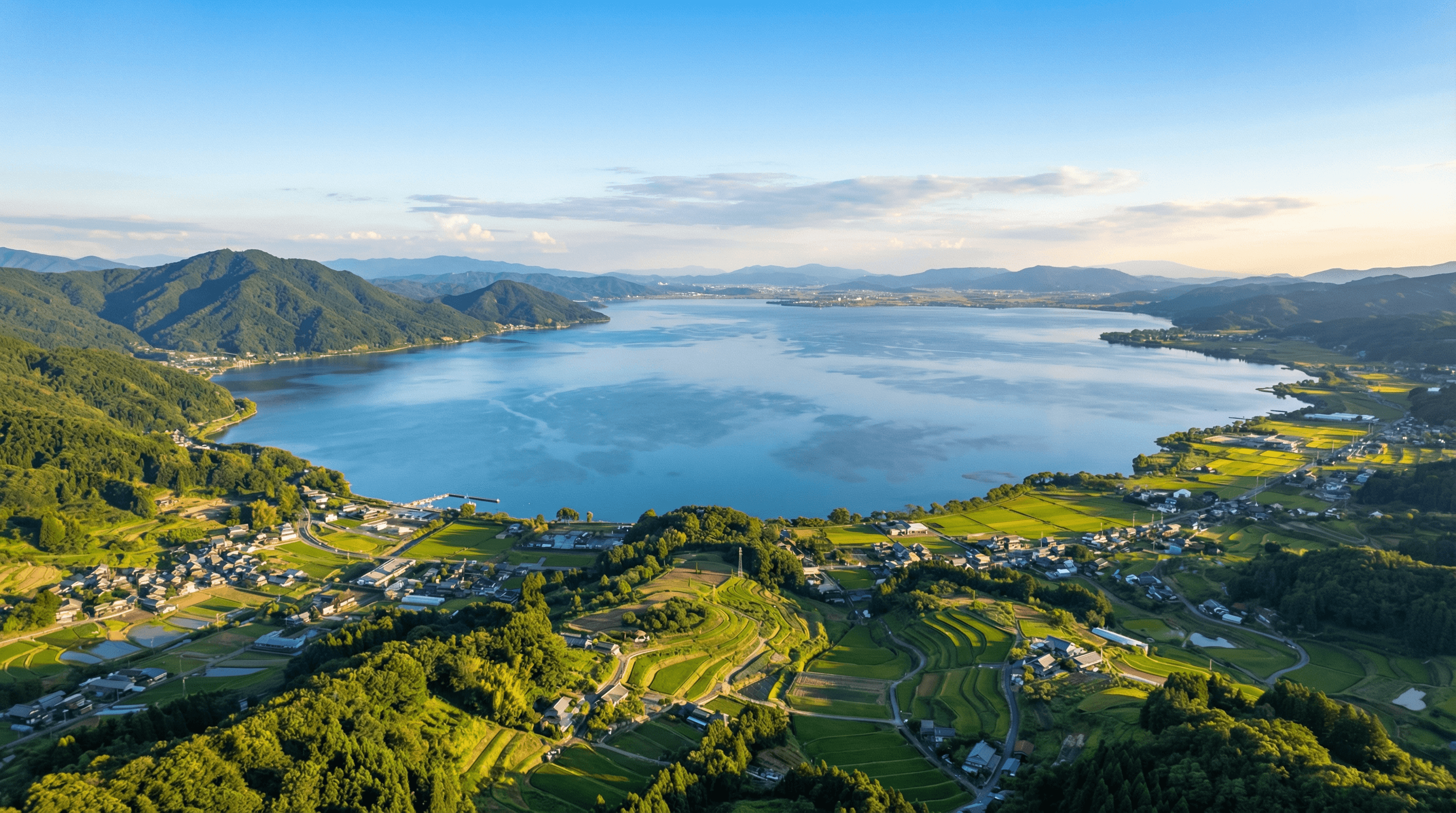 琵琶湖と近江の田園風景